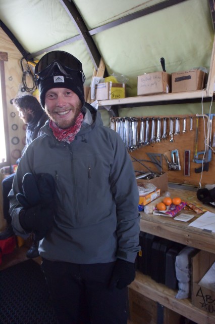 Victory! That's me inside the finish line Warm Up Shack, happy to be done running, and looking better then I feel.