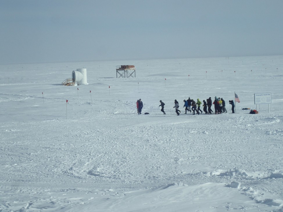 The start of the 2016 South Pole Marathon. Six out of the 11 people who competed in the full 26.2 mile course, finished the run. 