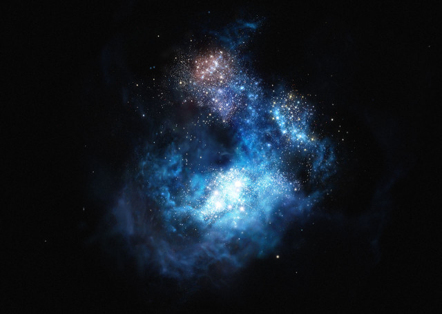 Artist rendering of Cosmos Redshift 7 said to be one of the oldest and most distant galaxies in the universe (European Southern Observatory/M. Kornmesser)