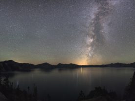 The Milky Way illuminates night sky over Crater Lake, Oregon. (NPS/Jeremy M. White)