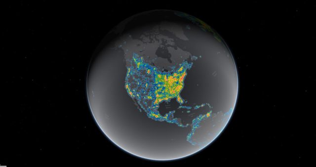 Light pollution now blots out the Milky Way for eight in 10 Americans. (Falchi et al, Science Advances; Jakob Grothe/National Park Service, Matthew Price/CIRES/CU-Boulder)