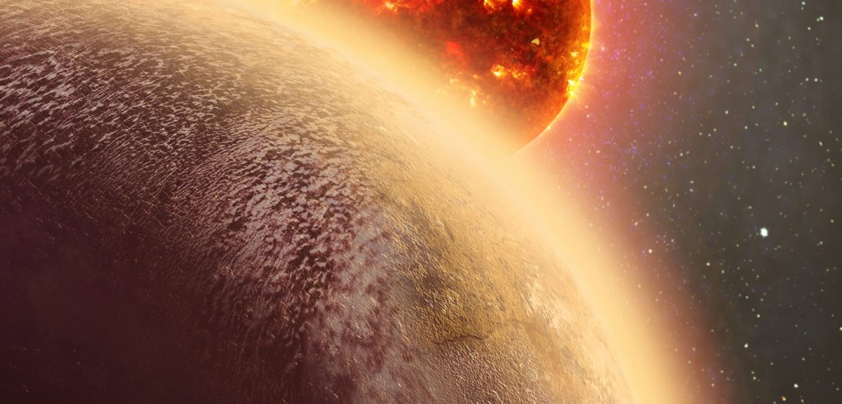 This artist's conception shows the rocky exoplanet GJ 1132b, located 39 light-years from Earth. New research shows that it might possess a thin, oxygen atmosphere - but no life due to its extreme heat. (Dana Berry/Skyworks Digital/CfA)