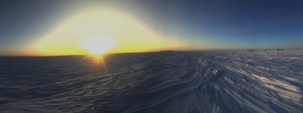 "The sun is up, winter is over!" is a phrase that has become popular around the station. With the polar plateau fully lit, for the first time in six months one can see from horizon to horizon without straining their eyes. (Photo: R. Klein) 