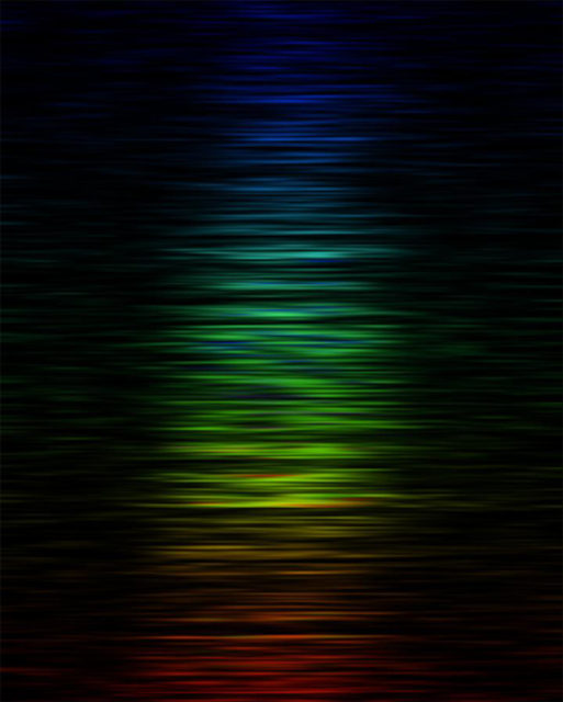 The intensity of FRB 150807 at different radio frequencies or colors -- red corresponds to lower frequencies and blue to higher frequencies. (Dr. Vikram Ravi/Caltech)