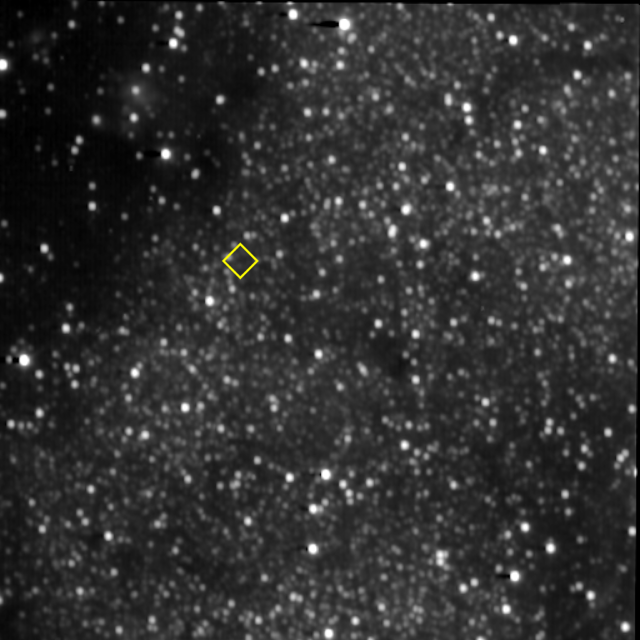 In preparation for the New Horizons flyby of 2014 MU69 (in yellow diamond) on Jan. 1, 2019, the spacecraft's Long Range Reconnaissance Imager (LORRI) took a series of 10-second exposures of the background star field near the location of its target Kuiper Belt object. (NASA/Johns Hopkins University Applied Physics Laboratory/Southwest Research Institute)