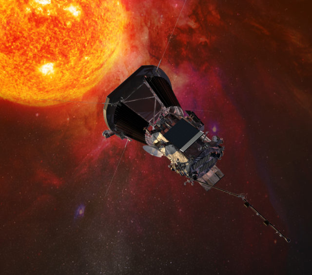 NASA plans to send a spacecraft to within 6.5 million kilometers of the sun's surface next summer. Here’s an artistic rendering of the Parker Solar Probe heading toward the Sun. On May 31, the spacecraft was named to honor astrophysics Eugene Parker who discovered the solar wind in 1958. (Johns Hopkins University Applied Physics Laboratory).
