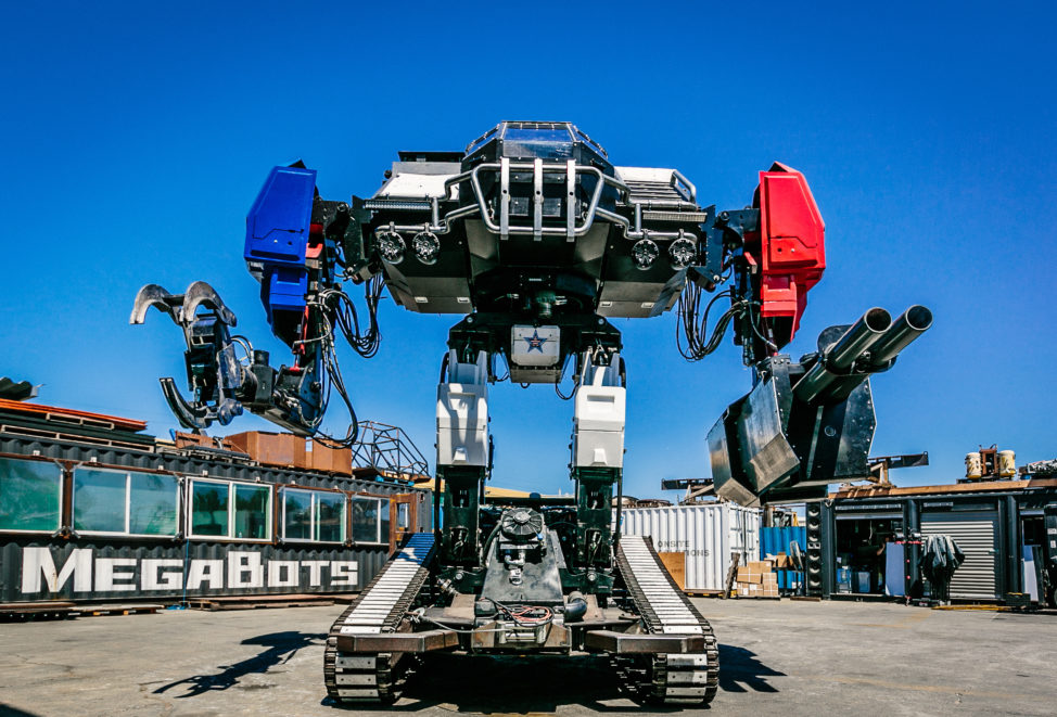 In a photo released 10/17/17, this is a giant fighting robot called Eagle Prime (MK3), built by MegaBots Inc., a Berkeley, California based company that builds fighting robots. (Greg Munson/MegaBots Inc. via Reuters) 