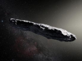 Artist’s impression of Oumuamua, the first visitor to our solar system from interstellar space. (ESO/M. Kornmessar via Wikimedia Commons)