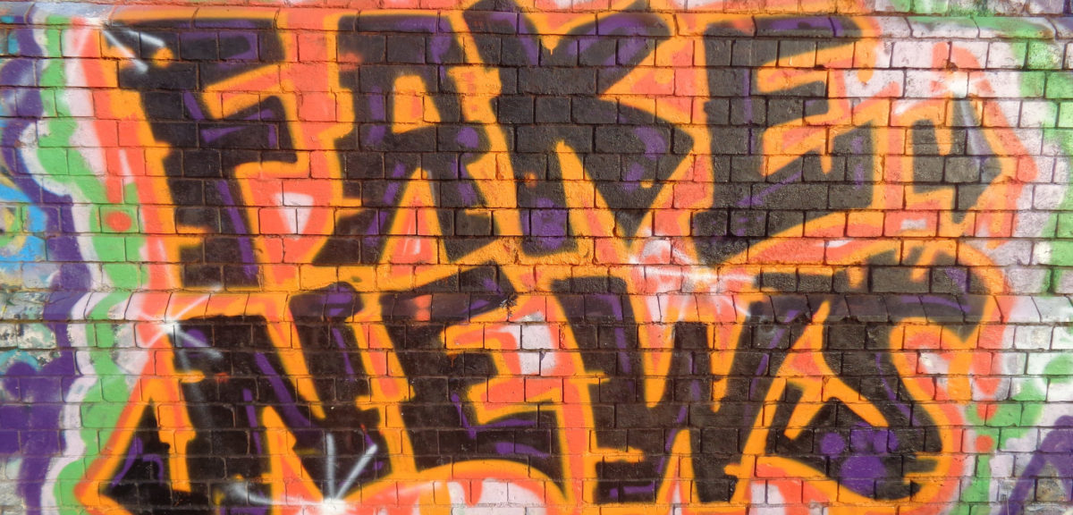 Fake News Graffiti, Friargate Railway Station, Derby, UK (Eamon Curry via Flickr/Creative Commons 2.0)