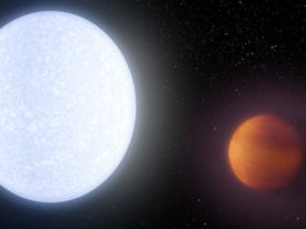 This artist's concept shows planet KELT-9b orbiting its host star, KELT-9. (NASA/JPL-Caltech)