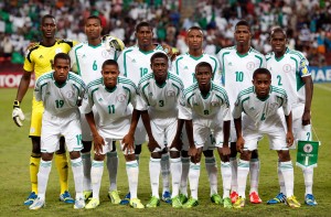 Nigerian players pose for team photo before beating Mexico at FIFA U-17 World Cup in Mexico. Photo: Reuters