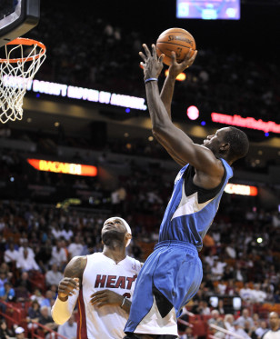 Gorgui Dieng shoots over superstar LeBron James during his rookie NBA season. Photo: Steve Mitchell/USA TODAY Sports