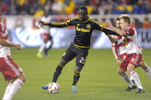Kei Kamara in action in a MLS match. Photo: Bill Kostroun/AP