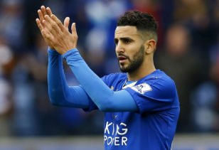 Riyad Mahrez applauds fans after Leicester City match. Photo: Darren Staples / Reuters 