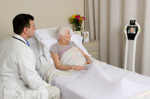 During the weekend, a rehabilitation nurse teams up with a primary care physician using VGo from his home during the weekend to assess a patient’s recovery and discuss her progress. (Sharon T Simpson/VGo Communications)