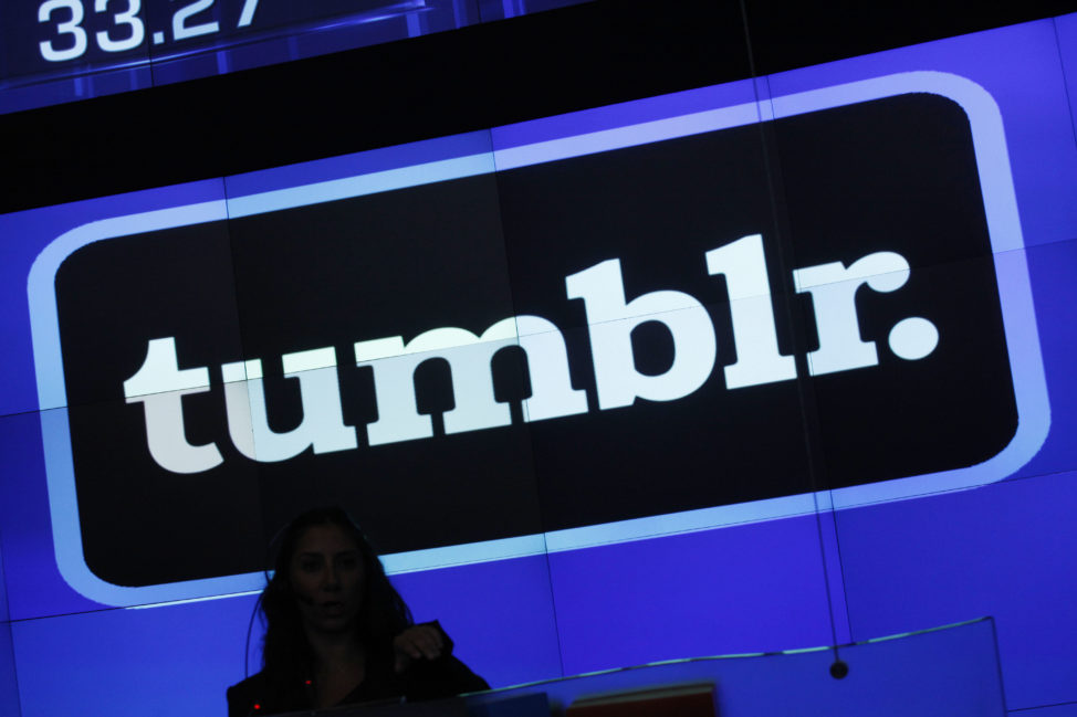 FILE - The Tumblr logo is displayed at Nasdaq, in New York. (AP)