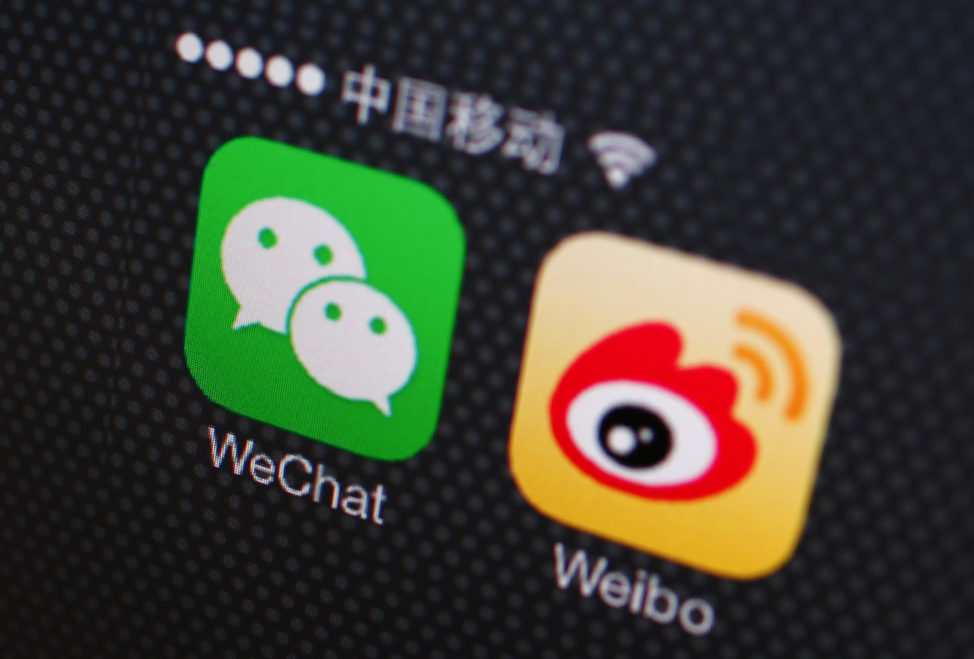 FILE - A picture illustration shows icons of WeChat and Weibo app in Beijing, (Reuters) 