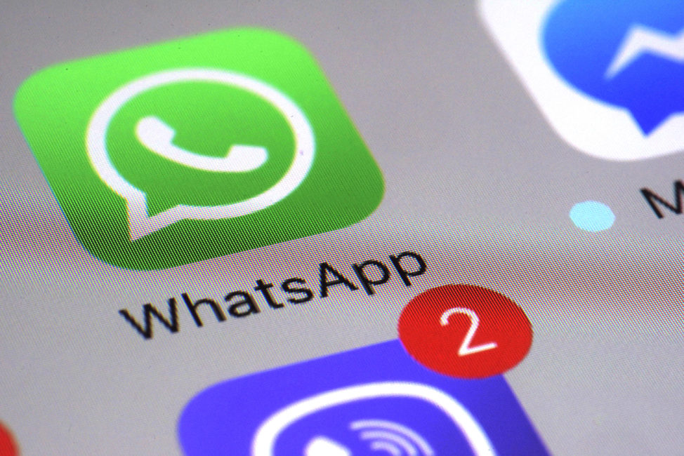 FILE - The WhatsApp logo appears on a smartphone in New York. (AP)