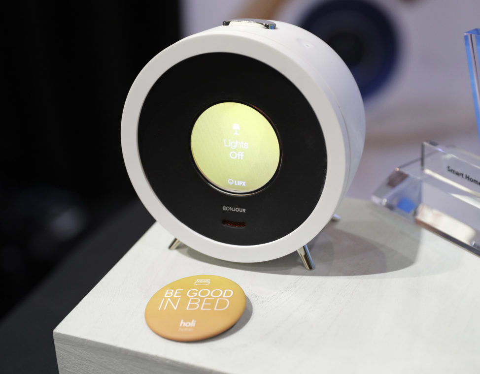 FILE - The Bonjour voice-controlled alarm and personal assistant is on display during CES Unveiled, Jan. 3, 2017, in Las Vegas. Jan. 3, 2017, in Las Vegas. (AP)