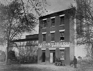 This was an Alexandria slave pen and auction house, photographed in 1862 after the Union Army had crossed the Potomac to occupy the city.  (Library of Congress)