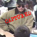 This fellow, known as the “Double Dip Bandit,” was captured, as you see.  He got that name after a string of holdups in which he often went back to the same bank twice.  (Federal Bureau of Investigation)