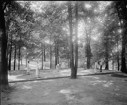 Nattily attired players prepare for a brisk game of croquet in the crisp, clean air outside the sanitarium in the “streetcar suburb” of Takoma Park, Maryland. (Library of Congress)