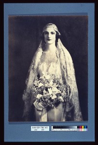 I can feel pretty safe in saying that this bride had no qualms about taking her husband’s name.  It was the “way things are done” back then.  (Library of Congress)