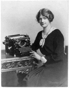 And this (on the left!) is a typewriter, vintage 1918 but not a lot different from the one on which I wrote for 20 years.  (Library of Congress)