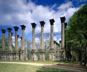 One of my favorite Mississippi images is Carol’s photo of all that remains of Windsor Plantation, near Port Gibson.  Confederate forces used the mansion as an observation tower; conquering Yankees as a hospital.  In 1890, a carelessly discarded cigar set off flames that burned the home to the ground. (Carol M. Highsmith)