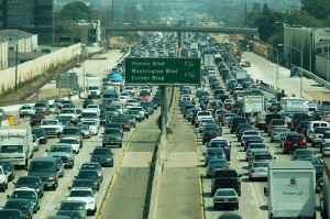 One of the touted benefits of telecommuting is that it will reduce the volume of the car-and-exhaust kind of commuting.  That’s hard to prove in some cities.  (Atwater Village Newbie, Flickr Creative Commons)