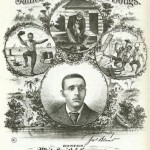 None of the figures featured on this sheet music cover of James Bland’s songs appears to be wearing footwear of any sort.  (Library of Congress)