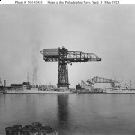 Here’s that behemoth of a crane.  It looks big enough to pick up a whole ship. (U.S. Naval History Center)