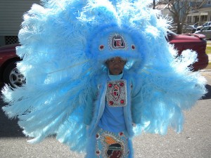 Mardi Gras "Indians," who, as you can see, are not Indians, are a colorful Fat Tuesday neighborhood tradition.  (w2scott, Flickr Creative Commons)