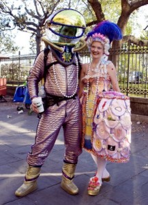 This couple, whom Carol photographed on historic Jackson Square, is in the Mardi Gras swing of things.  (Carol M. Highsmith)