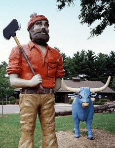 Big, bad Paul Bunyan and his curiously colored buddy are hits in Eau Claire.  (Carol M. Highsmith)