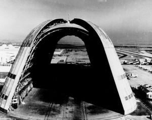 Enormous Hangar One could potentially hold a U.S. pavilion at a Silicon Valley world's fair.  (Library of Congress)