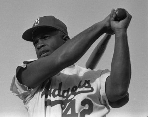 Baseball and civil-rights hero Jackie Robinson.  (Jimbo Boomis, Library of Congress collection, LOOK magazine)