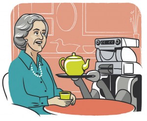 Unfortunately it's not robots but humans, with newly strained lives of their own, who care for our elderly.  (willowgarage, Flickr Creative Commons)