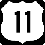 One of the benefits of the national highway system was the establishment of uniform signage from coast to coast.  Or in the case of U.S. 11, from northern to southern borders.  (U.S. Department of Transportation)