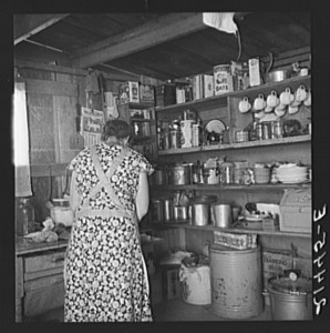 A very ordinary, and typical, American kitchen in 1939.  No mixers or microwave ovens or blenders here.  (Library of Congress)