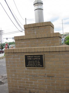 The edifice of what looks like a mighty sturdy time capsule in Versailles, Pennsylvania.  Hope that's not a chimney coming out of it, though!  (daveynin, Flickr Creative Commons)