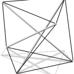 A simple tensegrity design. Eyre's is far more elaborate.  (Wikipedia Commons)