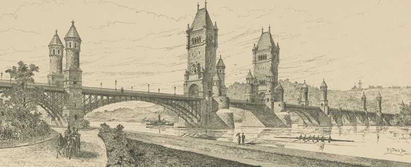 Smithmeyer & Pelz's 1887 idea looks a LOT like the London Bridge.  (Library of Congress)