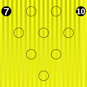 There they are, the remaining 7 and 10 pins.  Even LOOKING at this, it's hard to imagine knocking them both down with one roll of the ball.  (I-Interiot, Wikipedia Commons)