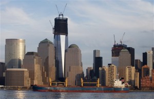 One World Trade Center as of January.  (AP Photo/Mark Lennihan)