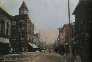 An early postcard view of Ohio Street.  Unusual at a time when cities scramble to "modernize," Sedalia has the same look today,  (Courtesy, Becky Carr Imhauser)