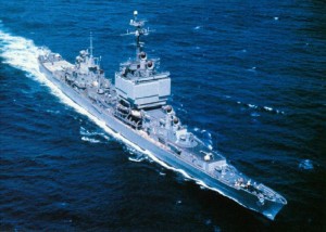 The U.S.S. Long Beach at sea.  (U.S. Navy)