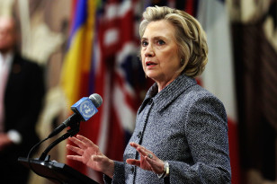 Hillary Clinton answers reporters' questions about using a private email account to conduct business while serving as Secretary of State, March 10, 2015. (AP)