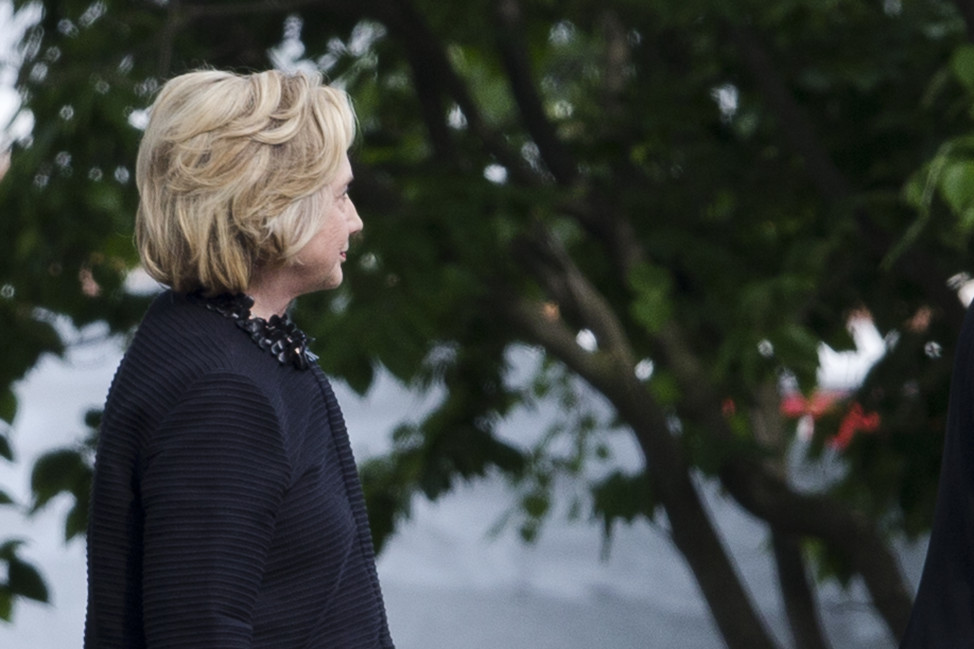 Hillary Clinton arrives at a funeral for former Delaware Attorney General Beau Biden,  June 6, 2015 in Wilmington, Del. (AP/Matt Rourke)