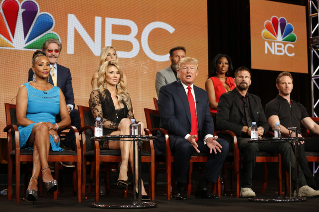 Executive Producer and host Donald Trump (C) speaks about the NBC television show "The Celebrity Apprentice" in California, on Jan. 16, 2015. (Reuters)